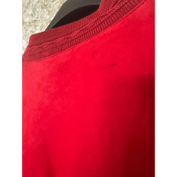 Vintage AMGE Red Leather Knit Bomber Jacket XL Made in Spain